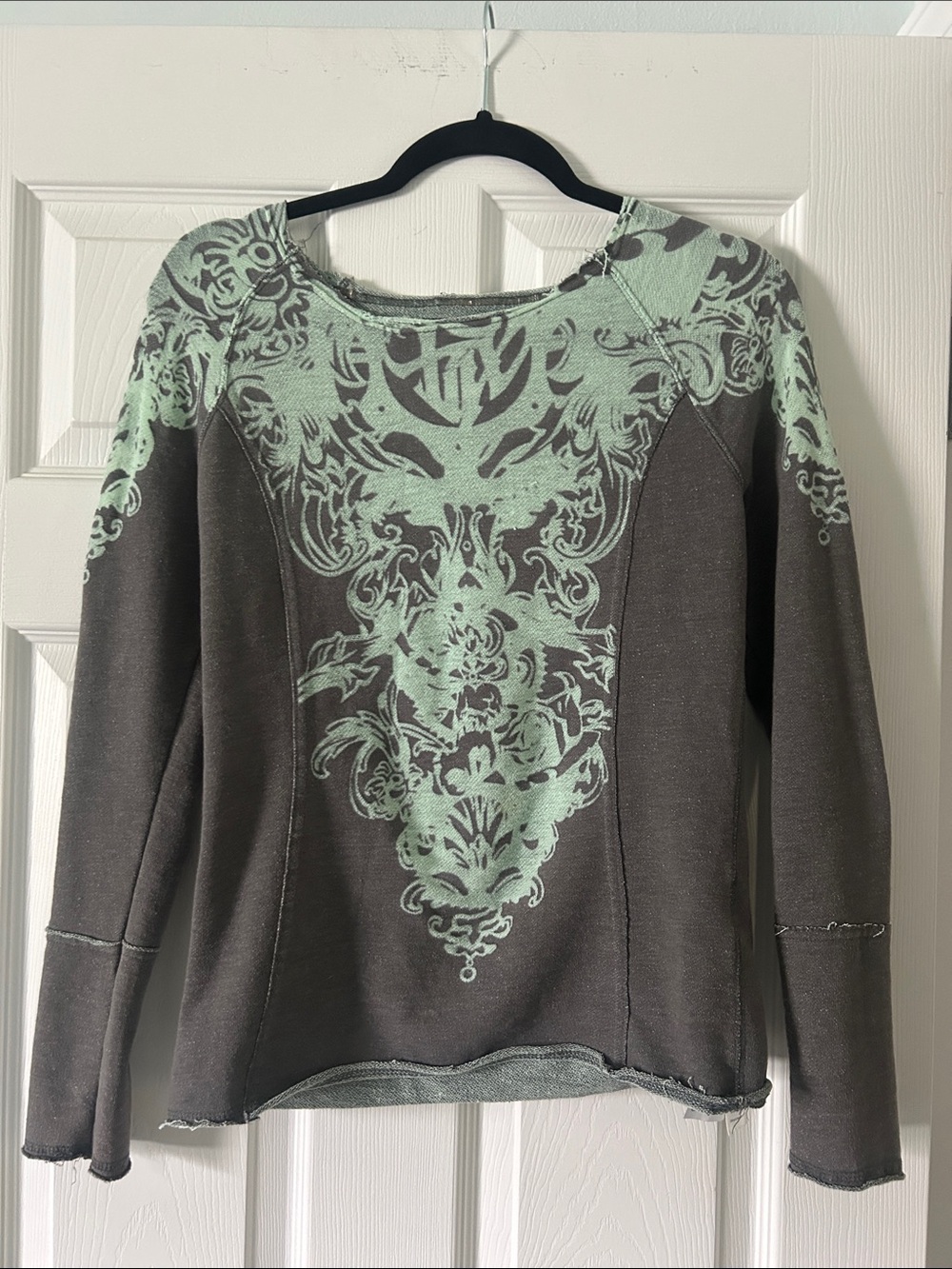 Fox Mint Green and Charcoal Printed Pullover
